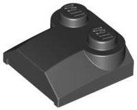 Brick Curved 2 x 2 x 2/3 Two Studs and Lip End in Black