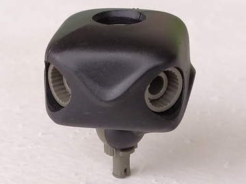 Large Figure Connector Block, 6 x 6 x 4, with 5 Sockets and 1 Dark Gray Pin in Black