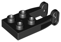 Duplo Plate 2 x 2 with Tow Rope Holder Arms in Black
