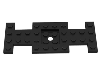Vehicle Base 4 x 10 x 2/3 with 2 x 2 Recessed Center with Center Hole, 1 x 2 Cutouts (Early Version) in Black