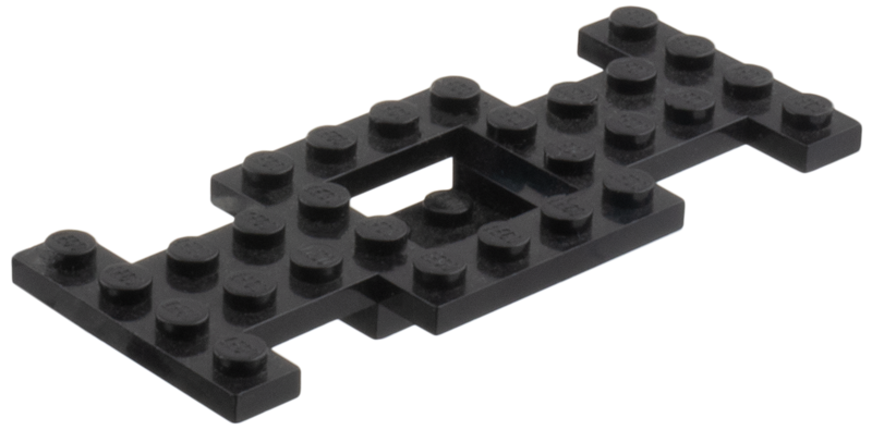 Vehicle Base 4 x 10 x 2/3 with 2 x 2 Recessed Center with Smooth Underside, 1 x 2 Cutouts, No Center Hole in Black