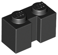 Brick Special 1 x 2 with Groove in Black