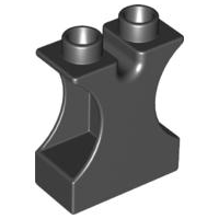 Duplo Brick 1 x 2 x 2 with Side Cutouts and Channel in Top in Black