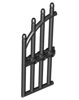 Gate 1 x 4 x 9 Arched with Bars and Three Studs in Black