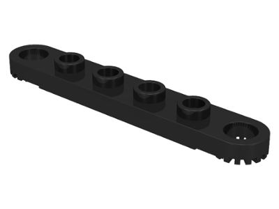 Technic Plate 1 x 6 with Toothed Ends in Black
