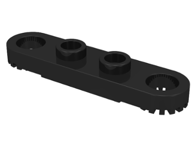 Technic Plate 1 x 4 with Toothed Ends in Black
