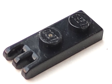Hinge Plate 1 x 2 with 3 Fingers [Solid Studs] in Black