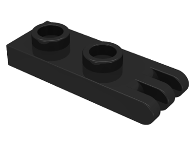 Hinge Plate 1 x 2 with 3 Fingers [Hollow Studs] in Black