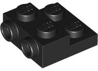 Plate Special 2 x 2 x 2/3 with Two Studs On Side and Two Raised [Half Hollow Anti-stud] - Updated Version in Black