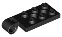 Hinge Plate 2 x 4 with Pin Hole with 2 Holes - Top in Black