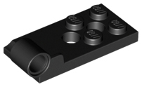 Hinge Plate 2 x 4 with Pin Hole with 2 Holes - Bottom in Black