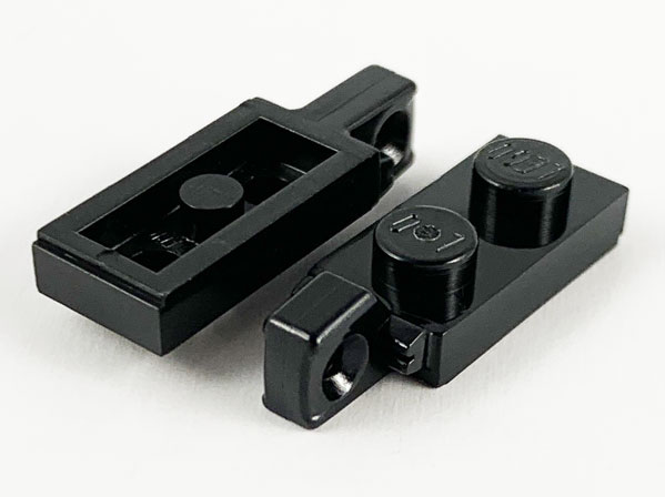 Hinge Plate 1 x 2 Locking with 1 Finger On End, with Groove in Black