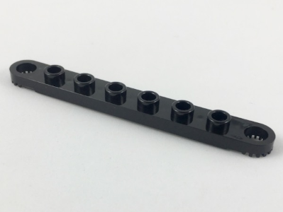 Technic Plate 1 x 8 with Toothed Ends in Black