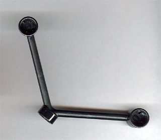 Duplo Support, Stud Receptacle Center with 2 Angled Bars, Stud Receptacle Ends in Black