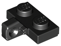 Hinge Plate 1 x 2 Locking with 1 Finger on Side, with Groove in Black