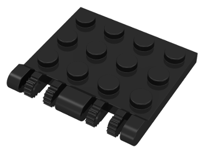 Hinge Plate 3 x 4 Locking Dual 2 Finger, 9 Teeth in Black