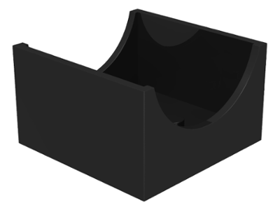 Box 4 x 4 x 2 Bottom with Semicircle Cut-out Ends in Black
