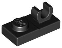 Plate Special 1 x 2, Top Clip [Open O] in Black