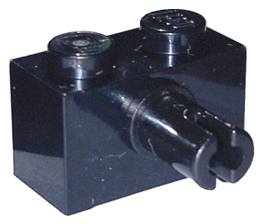 Brick Special 1 x 2 with Pin - Bottom Stud Holder in Black