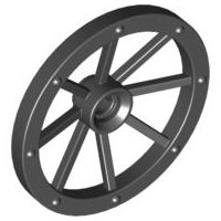 Wheel Wagon Large (33mm D.), hole notched for wheels holder pin in Black