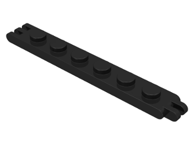 Hinge Plate 1 x 6 with 2 and 3 Fingers On Ends in Black