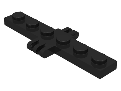 Hinge Plate 1 x 6 with 2 and 3 Fingers On Sides in Black