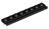 Plate Special 1 x 8 with Door Rail in Black