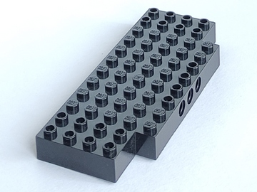 Brick Special 5 x 12 with Two 1 x 2 Cutouts, 3 Holes on Side in Black