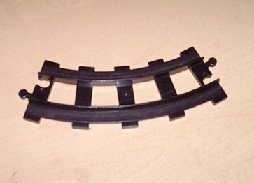 Duplo Train Track 4 x 11 Curved 45 Degrees in Black