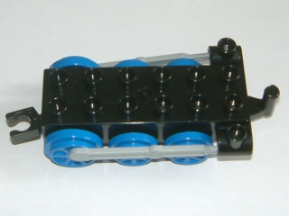 Duplo Train Chassis with Light Bluish Gray Drive Rod and Blue Wheels in Black