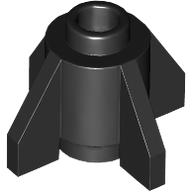 Brick Round 1 x 1 with Fins, Open Stud in Black