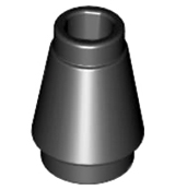 Cone 1 x 1 [Top Groove] in Black