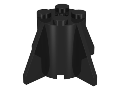 Brick Round 2 x 2 x 2 with Axle Hole and Fins in Black