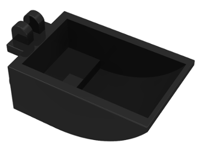 Construction Vehicle Bucket 2 x 3 Curved Bottom, Hollow, with Hinge 2 Fingers in Black