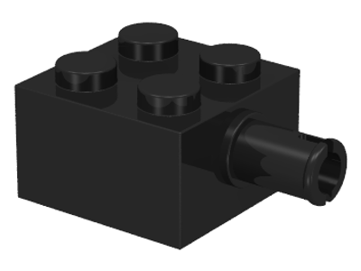 Brick Special 2 x 2 with Pin and No Axle Hole in Black