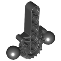 Large Figure Skeletal, Torso with Beam, 2 Ball Joints, and 7 Tooth Half Gear in Black