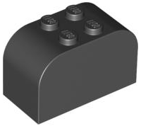 Brick Curved 2 x 4 x 2 Double [Plain] in Black