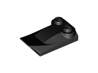 Brick Wedged, Curved 2 x 3 x 2/3 Two Studs, Wing End in Black