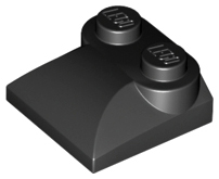 Brick Curved 2 x 2 x 2/3 Two Studs and Curved Slope End in Black