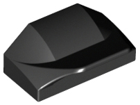 Brick Wedged, Curved 1 x 2 x 2/3 No Studs, Wing End in Black