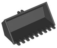 Construction Vehicle Bucket 4 x 8 with Locking 2 Finger Hinge, Flat Inside in Black