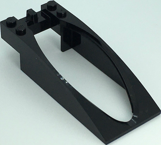 Windscreen 10 x 4 x 2 Curved with Bubble Cutout and Single Hinge Finger in Black