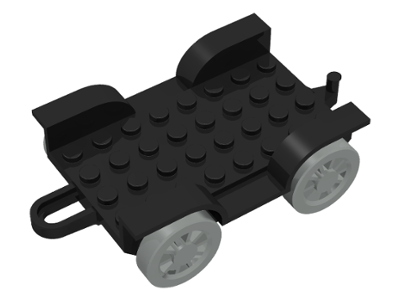 Fabuland, Vehicle Base, Car Chassis 8 x 6 with Hitch [Complete Assembly] in Black