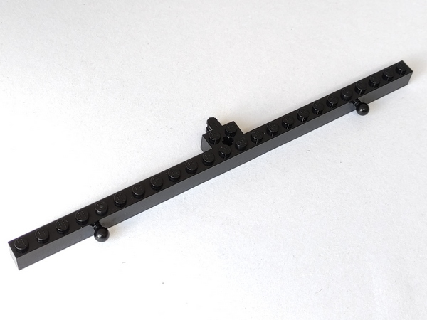 Hinge Brick 2 x 24 Locking with 2 Fingers Horizontal on Side and 2 Towballs in Black