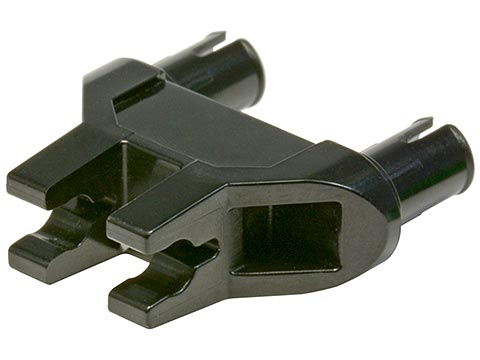 Technic Pin Double Triangle 1 x 3 with 2 Clips Completely Round Pinholes in Black