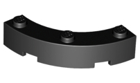 Brick Round Corner 4 x 4 Macaroni Wide with 3 Studs in Black