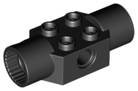 Technic Brick Special 2 x 2 with Pin Hole, with 2 Rotation Joint Sockets in Black