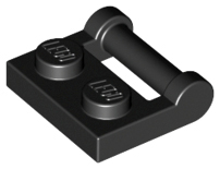 Plate Special 1 x 2 [Side Handle Closed Ends] in Black
