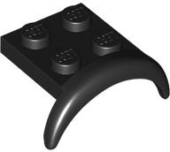 Wheel Arch, Mudguard 2 x 3 x 1 1/3 with 2 x 2 Plate in Black