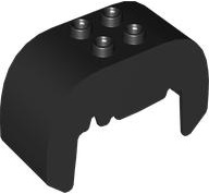 Duplo Brick, Hair, 2 x 2 Top Studs, Straight, Jagged Bangs in Black